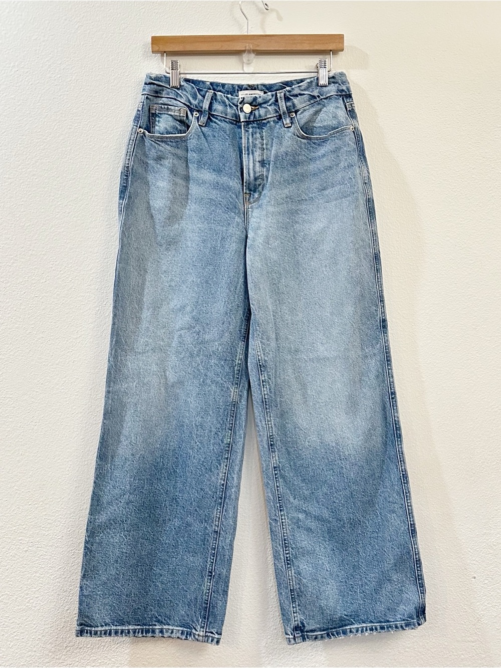 Good American Women's Good Skate Petite High Rise Wide Leg Jeans Size 29 Indigo - Picture 4 of 13